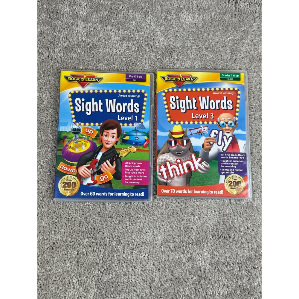 Rock N Learn Sight Words Level 1 & Level 3 DVD Set Educational Kids (not tested)